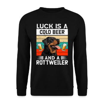 Rottweiler owner LUCK IS A COLD BEER AND A - Unisex Sweatshirt - black - Front - Alina (178cm) & Michal (187cm)