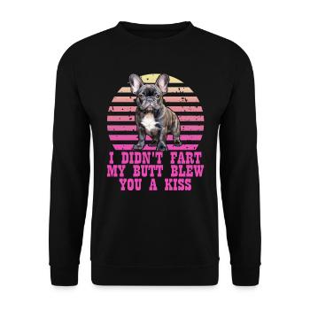 Frenchie n’a pas pété mes fesses t’a soufflé un baiser - Sweat-shirt Unisexe - noir - Devant - Alina (178cm) & Michal (187cm)