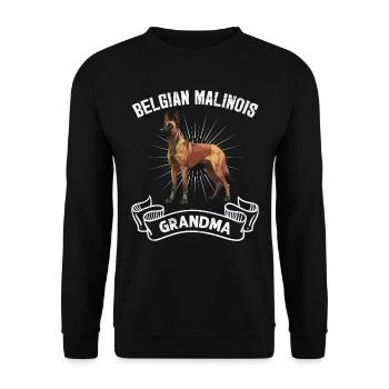 Belgian Shepherd BELGIAN MALINOIS GRANDMA - Unisex Sweatshirt - black - Front - Alina (178cm) & Michal (187cm)