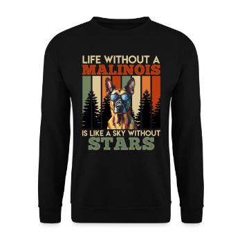 Belgischer Schäferhund EIN LEBEN OHNE MALINOIS - Unisex Pullover - Schwarz - Vorne - Alina (178cm) & Michal (187cm)