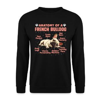 Frenchie Fan Merchandise Anatomie d’un bouledogue français - Sweat-shirt Unisexe - noir - Devant - Alina (178cm) & Michal (187cm)