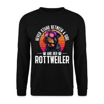 Rottie NE S’INTERPOSE JAMAIS ENTRE UNE FILLE ET ELLE - Sweat-shirt Unisexe - noir - Devant - Alina (178cm) & Michal (187cm)