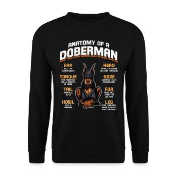 Doberman Besitzer ANATOMY OF A DOBERMAN Lustiges - Unisex Pullover - Schwarz - Vorne - Alina (178cm) & Michal (187cm)