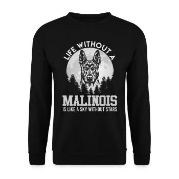 Belgischer Schäferhund EIN LEBEN OHNE MALINOIS - Unisex Pullover - Schwarz - Vorne - Alina (178cm) & Michal (187cm)