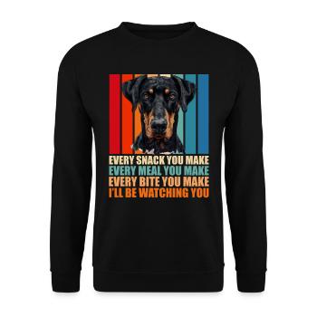 Doberman Dog EVERY SNACK YOU MAKE Fun - Unisex Sweatshirt - black - Front - Alina (178cm) & Michal (187cm)