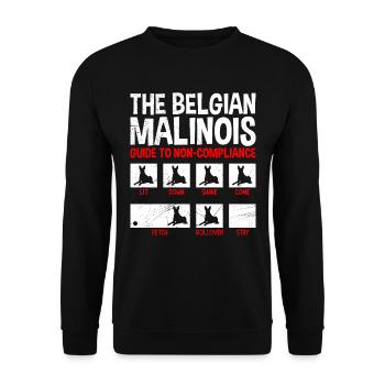 BELGIAN MALINOIS GUIDE TO NON-COMPLIANCE Lustig - Unisex Pullover - Schwarz - Vorne - Alina (178cm) & Michal (187cm)