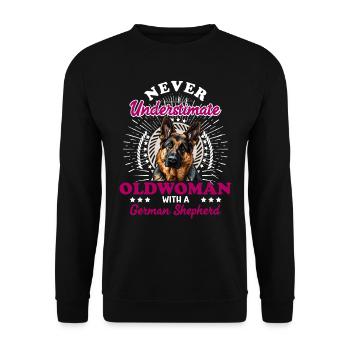 Chien Grand-mère NE SOUS-ESTIMEZ JAMAIS UNE VIEILLE FEMME ALLEMANDE - Sweat-shirt Unisexe - noir - Devant - Alina (178cm) & Michal (187cm)