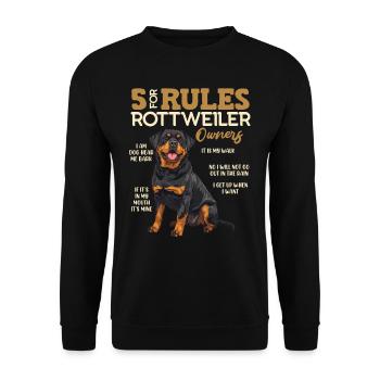 Propriétaire de Rottie LES 5 RÈGLES ROTTWEILER Rottweiler - Sweat-shirt Unisexe - noir - Devant - Alina (178cm) & Michal (187cm)