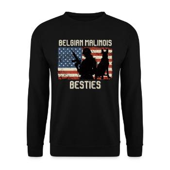 Malinois USA BELGIAN MALINOIS BESTIES America - Sweat-shirt Unisexe - noir - Devant - Alina (178cm) & Michal (187cm)