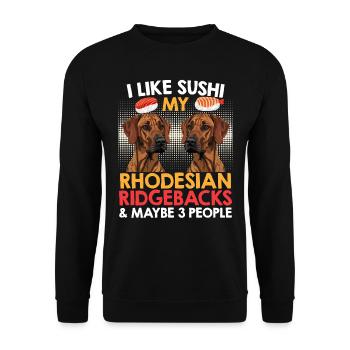 Ridgeback Dog LIKE SUSHI MY RHODESIAN RIDGEBACK - Sweat-shirt Unisexe - noir - Devant - Alina (178cm) & Michal (187cm)