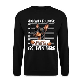 Doberman DEDICATED FOLLOWER Doberman Owner - Unisex Sweatshirt - black - Front - Alina (178cm) & Michal (187cm)
