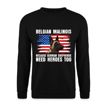 BELGIAN MALINOIS GERMAN SHEPHERDS NEED HEROS TOO - Unisex Pullover - Schwarz - Vorne - Alina (178cm) & Michal (187cm)