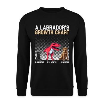 Labrador WACHSTUMSTABELLE Labrador Herrchen Lustig - Unisex Pullover - Schwarz - Vorne - Alina (178cm) & Michal (187cm)