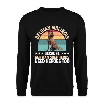 BELGIAN MALINOIS GERMAN SHEPHERDS NEED HEROS TOO - Unisex Pullover - Schwarz - Vorne - Alina (178cm) & Michal (187cm)