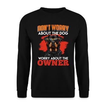 Rottie KEINE ANGST VOR DEM HUND VORSICHT VOR DEM - Unisex Pullover - Schwarz - Vorne - Alina (178cm) & Michal (187cm)