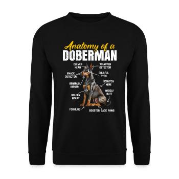 Propriétaire de Doberman ANATOMIE D'UN DOBERMAN Drôle - Sweat-shirt Unisexe - noir - Devant - Alina (178cm) & Michal (187cm)