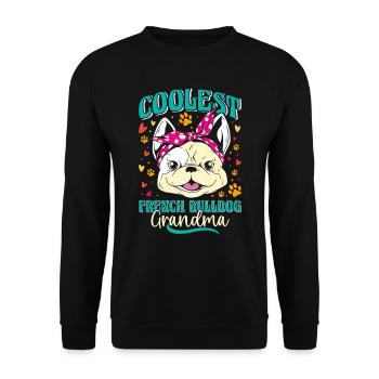 Französische Bulldogge COOLEST FRENCH BULLDOG - Unisex Pullover - Schwarz - Vorne - Alina (178cm) & Michal (187cm)
