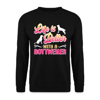 Propriétaire de Rottie LA VIE EST MIEUX AVEC UN ROTTWEILER - Sweat-shirt Unisexe - noir - Devant - Alina (178cm) & Michal (187cm)