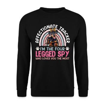 Doberman Hund AFFECTIONATE TRACKER FOUR LEGGED - Unisex Pullover - Schwarz - Vorne - Alina (178cm) & Michal (187cm)