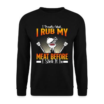 Grillmeister JE FROTTE MA VIANDE AVANT DE LA COLLER - Sweat-shirt Unisexe - noir - Devant - Alina (178cm) & Michal (187cm)
