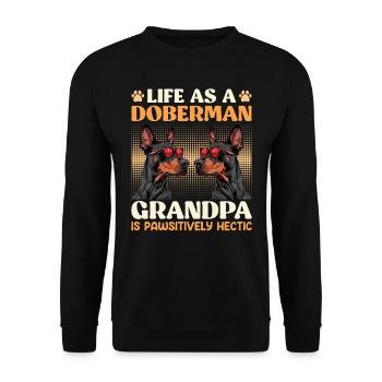 Doberman Owner LIFE AS A DOBERMAN GRANDPA - Unisex Sweatshirt - black - Front - Alina (178cm) & Michal (187cm)
