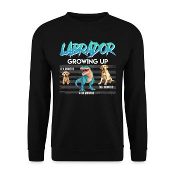 Labrador Besitzer VOM WELPEN BIS ZUM HUND Lustiges - Unisex Pullover - Schwarz - Vorne - Alina (178cm) & Michal (187cm)