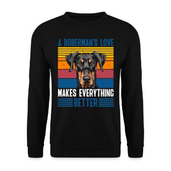 Doberman Owner Vintage A Dobermans Love - Unisex Sweatshirt - black - Front - Alina (178cm) & Michal (187cm)