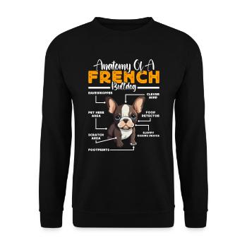 Französische Bulldogge ANATOMY OF A FRENCH BULLDOG - Unisex Pullover - Schwarz - Vorne - Alina (178cm) & Michal (187cm)