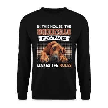 Ridgeback Owners HERE THE RIDGEBACK MAKES RULES - Unisex Sweatshirt - black - Front - Alina (178cm) & Michal (187cm)
