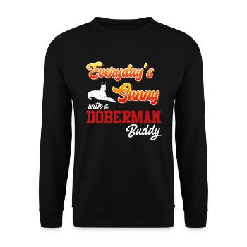 Doberman EVERDAY'S SUNNY WITH A DOBERMAN BUDDY - Unisex Pullover - Schwarz - Vorne - Alina (178cm) & Michal (187cm)