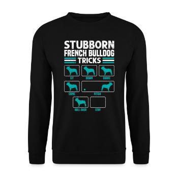 Drôle de bouledogue français tours Propriétaire têtu - Sweat-shirt Unisexe - noir - Devant - Alina (178cm) & Michal (187cm)