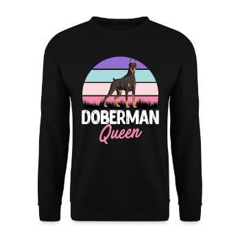 DOBERMAN QUEEN Doberman Dog Owner Cool - Unisex Sweatshirt - black - Front - Alina (178cm) & Michal (187cm)