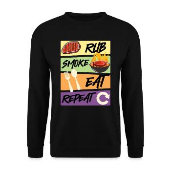 Grillmeister RUB SMOKE EAT REPEAT Mangeur de viande - Sweat-shirt Unisexe - noir - Devant - Alina (178cm) & Michal (187cm)