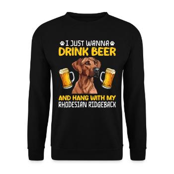 Ridgeback JUSTE VOULOIR BOIRE DE LA BIÈRE Rhodésian - Sweat-shirt Unisexe - noir - Devant - Alina (178cm) & Michal (187cm)