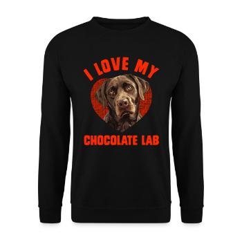 Brauner Labrador I LOVE MY CHOCOLATE LAB Besitzer - Unisex Pullover - Schwarz - Vorne - Alina (178cm) & Michal (187cm)