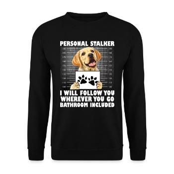 Labrador Funny WILL FOLLOW YOU WHEREVER YOU GO - Unisex Sweatshirt - black - Front - Alina (178cm) & Michal (187cm)