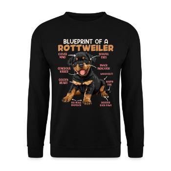 Rottie BLUEPRINT OF A ROTTWEILER Besitzer Lustiges - Unisex Pullover - Schwarz - Vorne - Alina (178cm) & Michal (187cm)