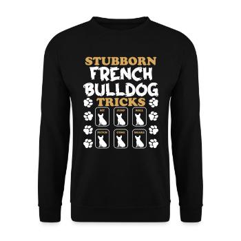 Funny Frenchie TOURS DE BOULEDOGUE FRANÇAIS TÊTU - Sweat-shirt Unisexe - noir - Devant - Alina (178cm) & Michal (187cm)