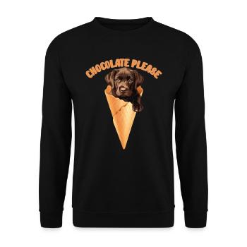 Brauner Labrador CHOCOLATE PLEASE Eiscreme - Unisex Pullover - Schwarz - Vorne - Alina (178cm) & Michal (187cm)