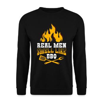 Grillfreunde REAL MEN SMELL LIKE BBQ Männer - Unisex Sweatshirt - black - Front - Alina (178cm) & Michal (187cm)
