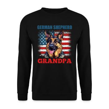 Deutscher Schäferhund GERMAN SHEPHERD GRANDPA - Unisex Pullover - Schwarz - Vorne - Alina (178cm) & Michal (187cm)