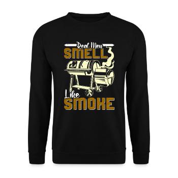 Meat Lovers REAL MEN SMELL LIKE SMOKE Funny - Unisex Sweatshirt - black - Front - Alina (178cm) & Michal (187cm)