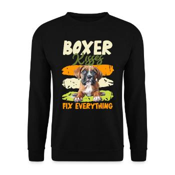BOXER KISSES FIX EVERYTHING Boxer allemand - Sweat-shirt Unisexe - noir - Devant - Alina (178cm) & Michal (187cm)