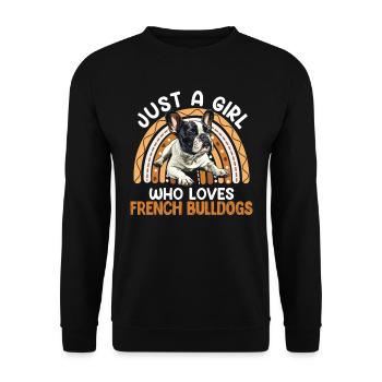 Bouledogue français : juste une fille qui aime le français - Sweat-shirt Unisexe - noir - Devant - Alina (178cm) & Michal (187cm)