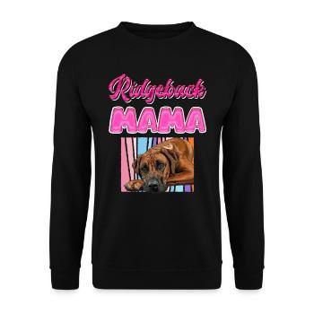 RIDGEBACK MAMA Rhodesian Ridgeback Hundemama - Unisex Pullover - Schwarz - Vorne - Alina (178cm) & Michal (187cm)