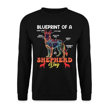 German Shepherd BLUEPRINT OF A GERMAN SHEPHERD Funny - Unisex Sweatshirt - black - Front - Alina (178cm) & Michal (187cm)