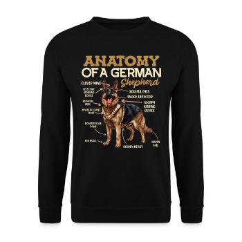 Anatomie des Deutschen Schäferhundes Lustiges - Unisex Pullover - Schwarz - Vorne - Alina (178cm) & Michal (187cm)