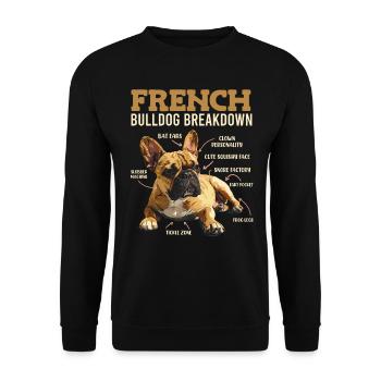 Frenchie FRENCH BULLDOG BREAKDOWN Drôle - Sweat-shirt Unisexe - noir - Devant - Alina (178cm) & Michal (187cm)