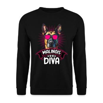 MALINOIS DIVA Maman Chien Berger Belge - Sweat-shirt Unisexe - noir - Devant - Alina (178cm) & Michal (187cm)