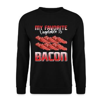 Fleischliebhaber MY FAVORITE VEGETABLE IS BACON - Unisex Pullover - Schwarz - Vorne - Alina (178cm) & Michal (187cm)